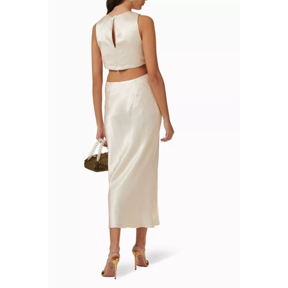 NWT La Lune Twist Front Midi Dress in Satin Retail $350 Size Small - Picture 5 of 10